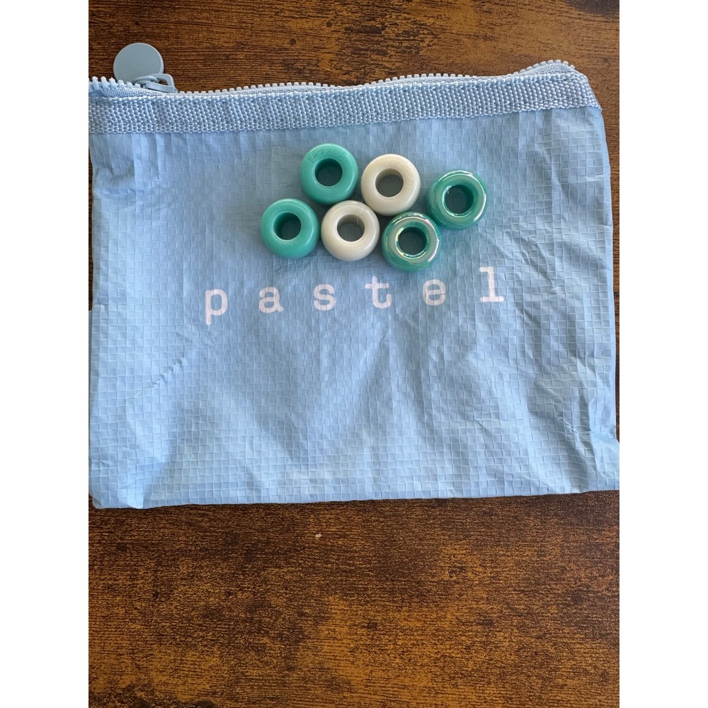 CJ Hendry Pastel Exhibition Collectible Beads Set of 6 Teal Turquoise